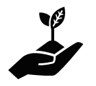 Vector icon of hand holding growing up young leaves